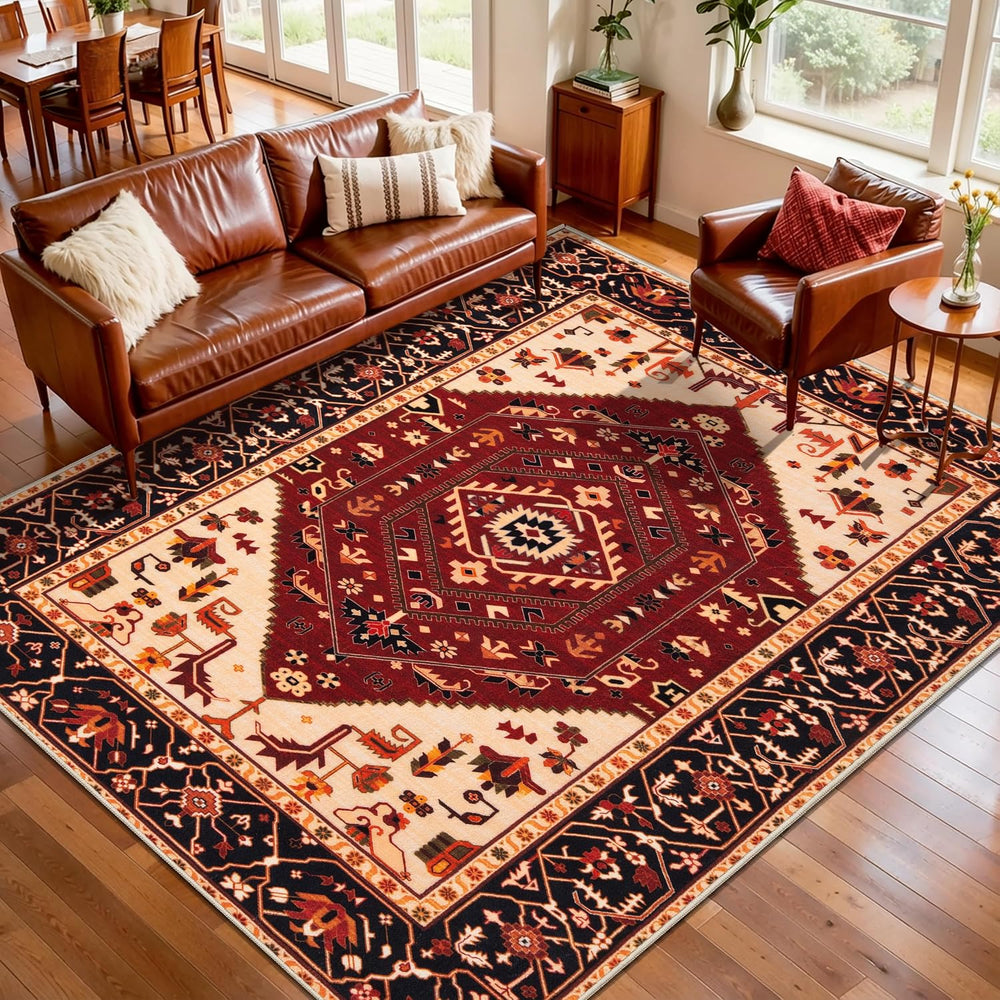 SERISSA 5x7 Boho Area Rug, Washable Non-Slip Rugs