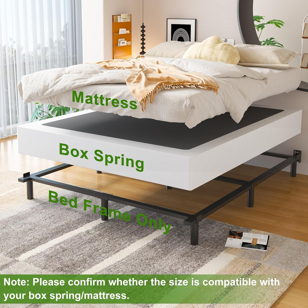 EMODA 7 Inch Full Size Bed Frame for Box Spring and Mattress, Black