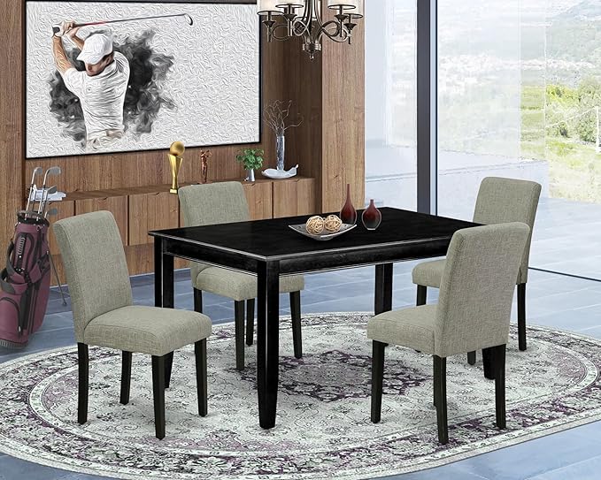 East West Furniture DUAB5-BLK-06 5 Piece Kitchen Table Set for 4 Includes a R...