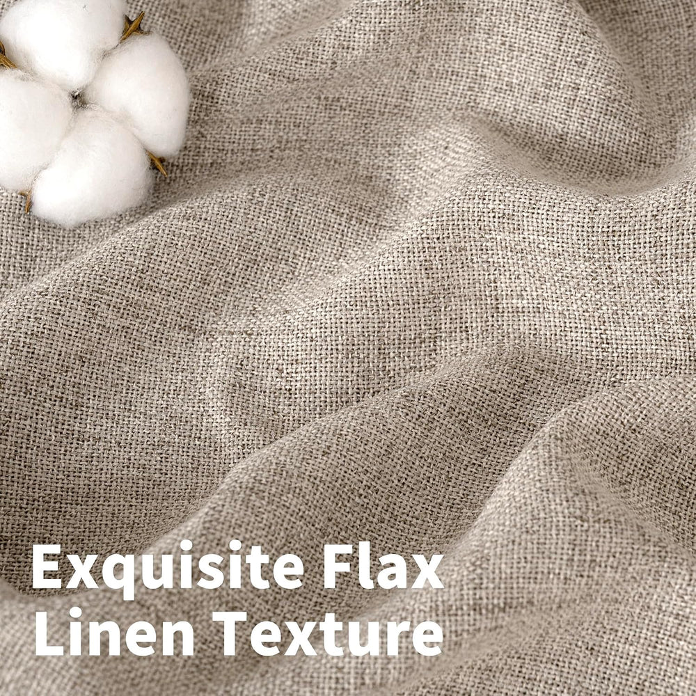 YoungsTex Oatmeal Linen Farmhouse Curtains 84 Inches Long for Living Room