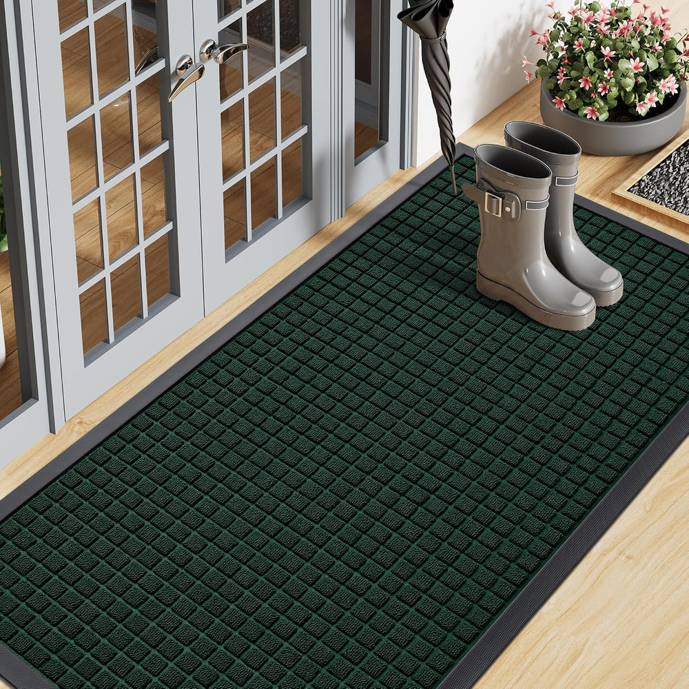 Smiry Front Door Mat Outside Entrance, Heavy Duty Natural Rubber Doormat