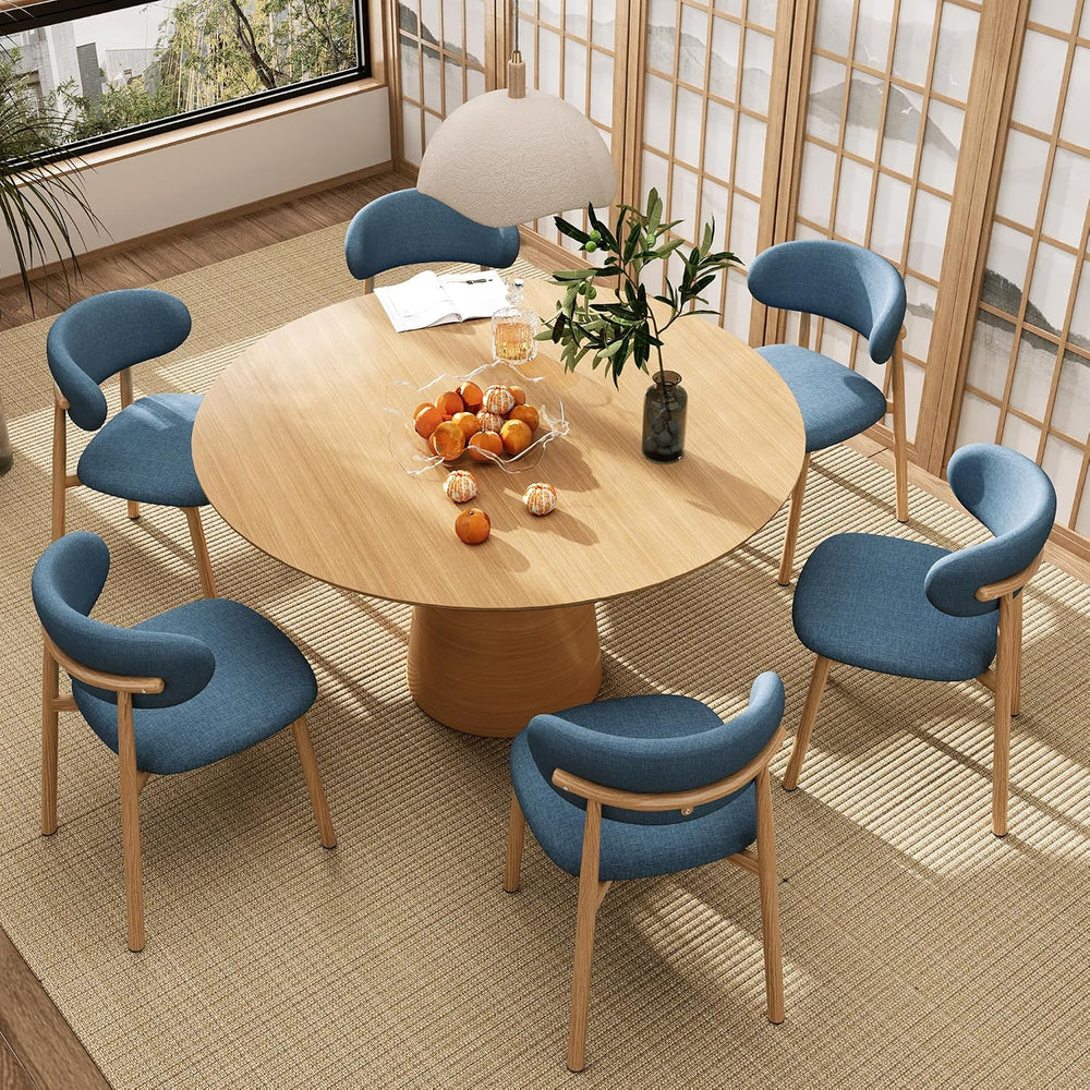 Kitchen Dining Chairs Set of 6 Modern Soft Linen Farmhouse Dining Room Chair ...