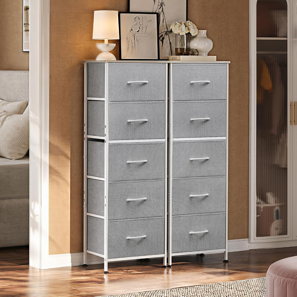 WLIVE Tall Dresser for Bedroom, 5 Drawer Dresser, Light Grey