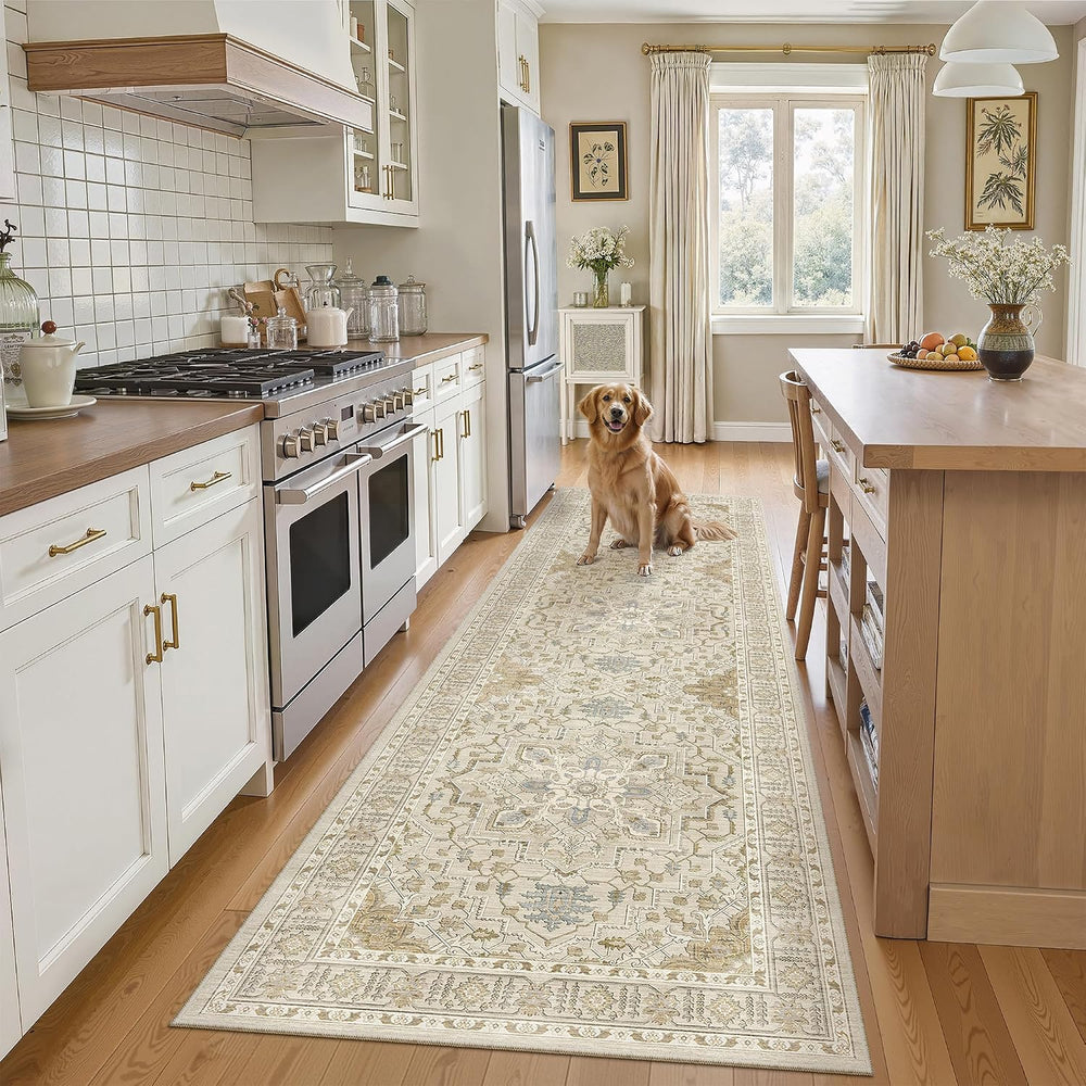 Madane Runner Rug 2'6''x8' Kitchen Runners, Printed Vintage W...