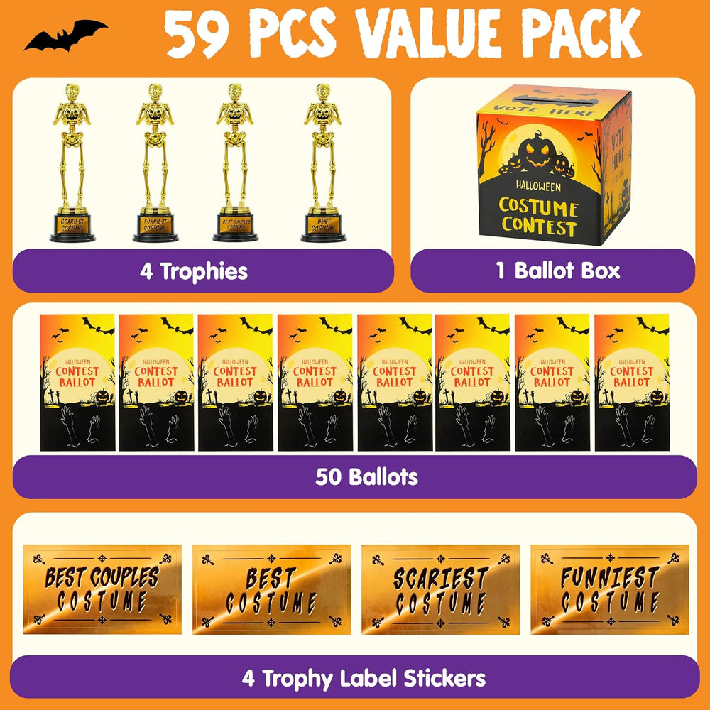 JOYIN Halloween Costume Contest Ballot Card Box, 4 PCS Trophy Awards Best Cos...