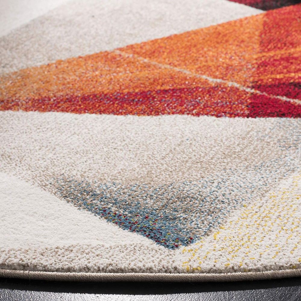 SAFAVIEH Porcello Collection Area Rug - 12' Round, Light Grey & Orang...