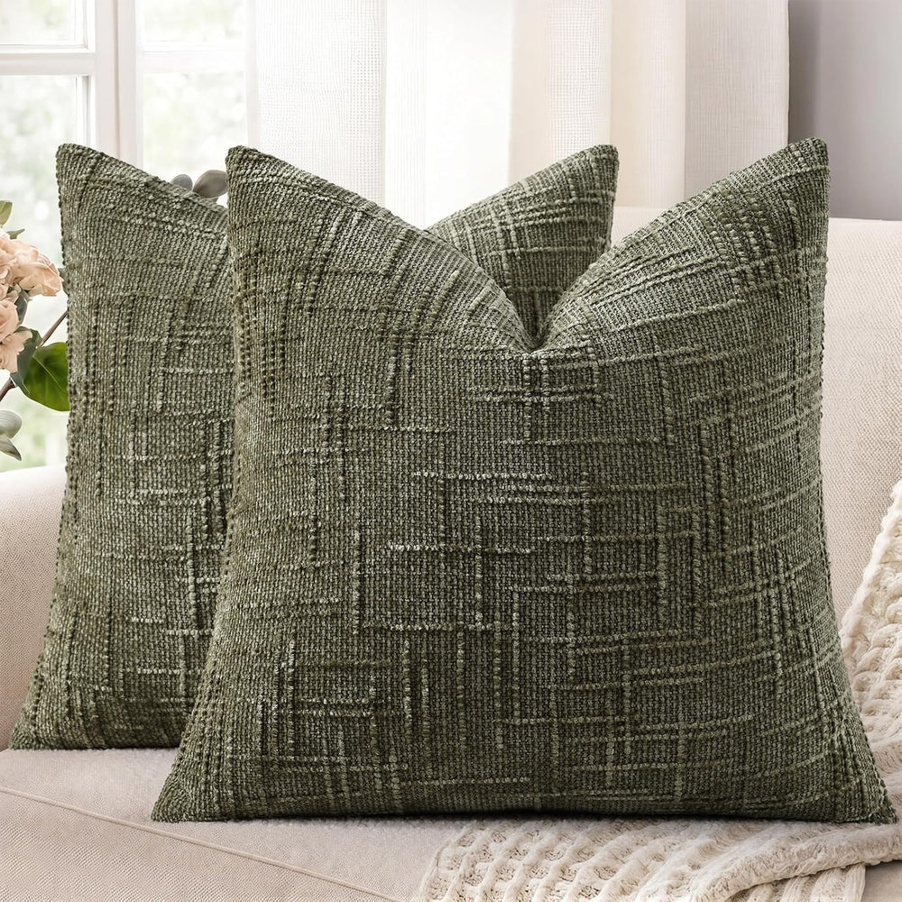 decorUhome Christmas Textured Chenille Throw Pillow Covers 24x24 Set of 2