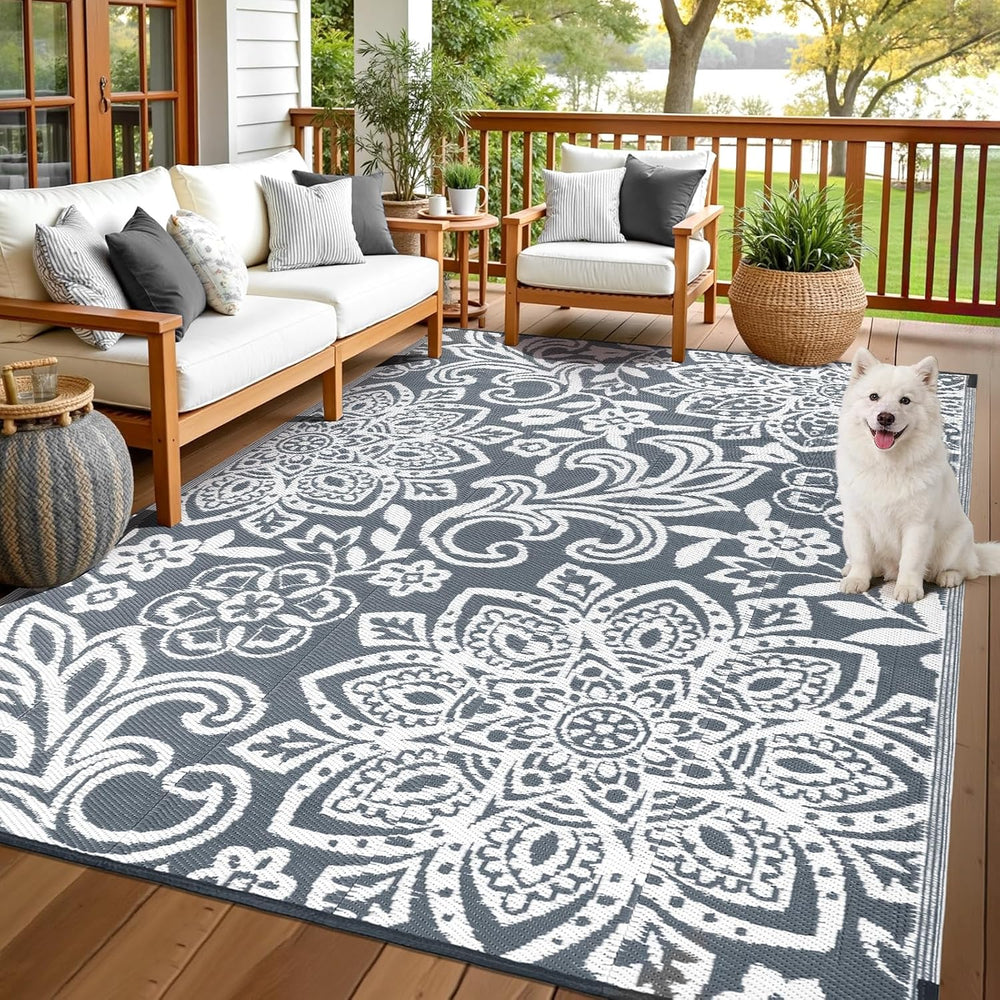 Findosom Waterproof Outdoor Rug 6' x 9' - Reversible Mandala Outdoor ...