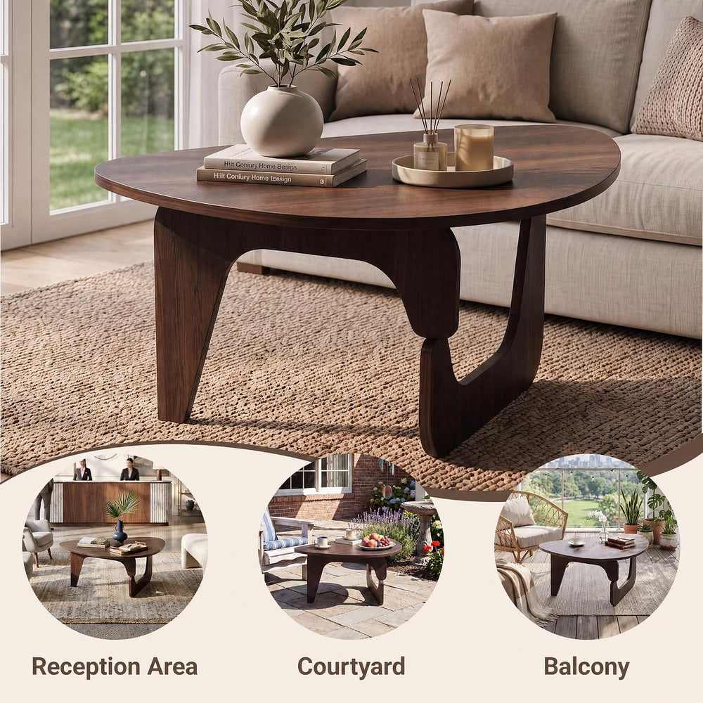 Seang Walnut Coffee Table, Mid Century Modern Center Table for Living Room