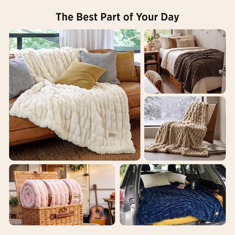 Bedsure Soft Double-Sided Faux Fur Throw Blanket, Chestnut Brown, 50"x60...