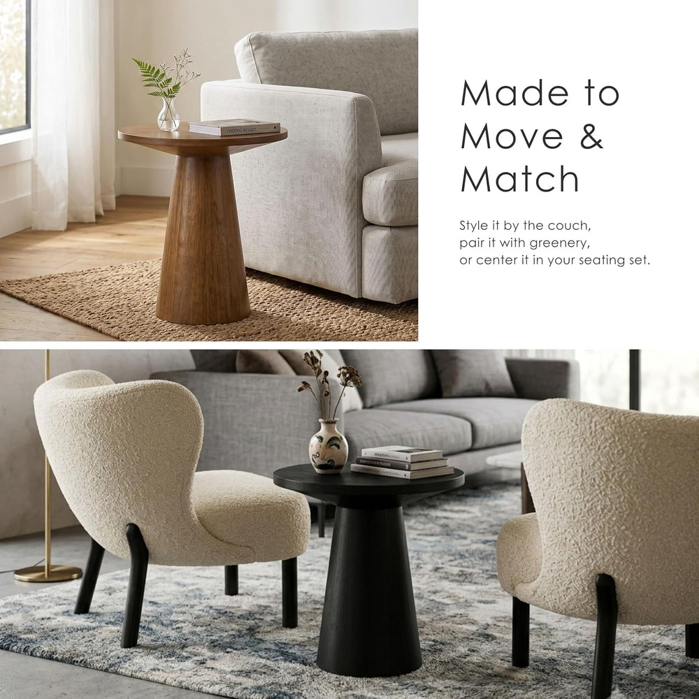 Furniture of America Lestara Modern Solid Wood 2-Piece Brown 29-inch Round En...