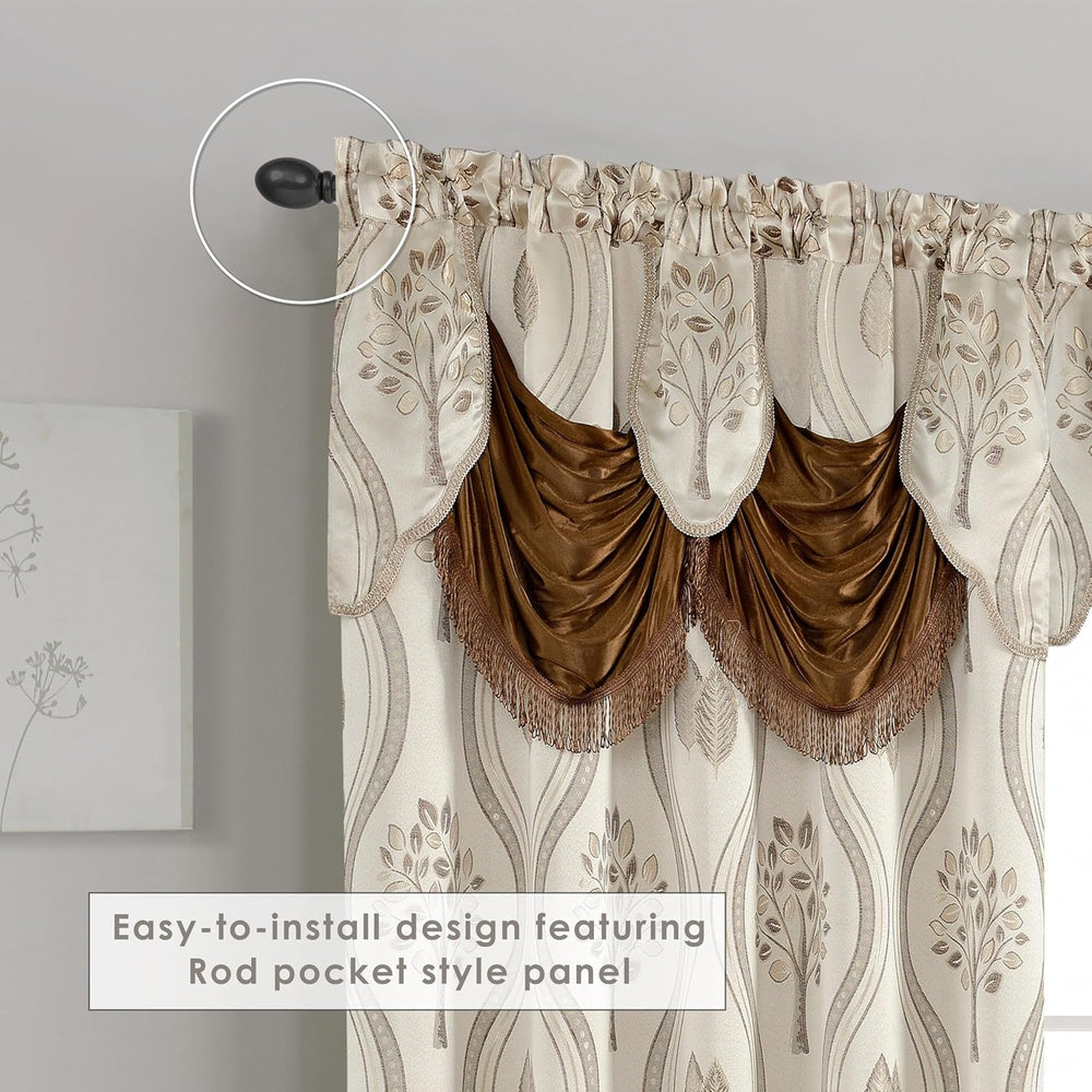 Elegant Comfort Luxurious Beautiful Curtain Panel Set with Attached Valance a...