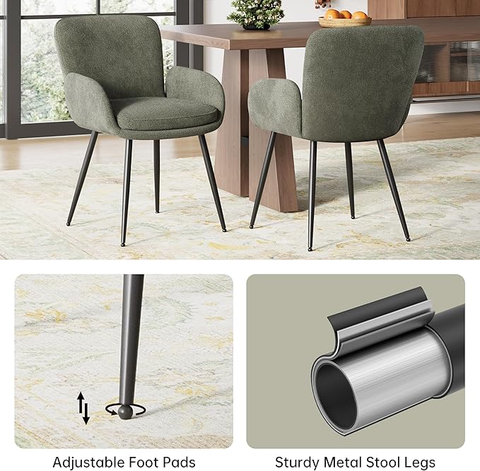 VKNOW Modern Dining Chairs Set of 6, Upholstered Dining Room Chair with Armre...