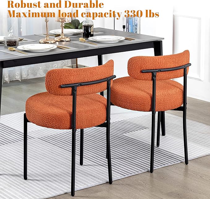 DYHOME Mid-Century Modern Dining Chairs Set of 6, Boucle Dining Chairs Uphols...