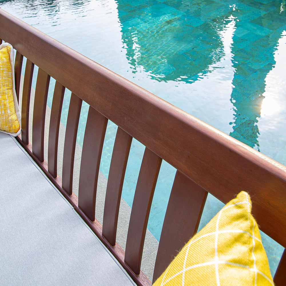 Cambridge Casual Mahogany Wood Como Patio Daybed, 3-Seater, Oyster Cushion