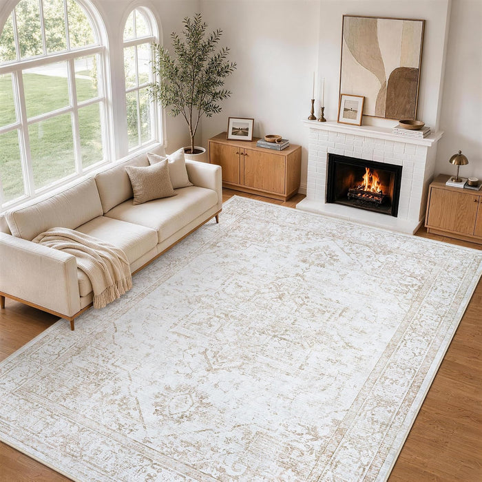 Area Rug 6x9 Living Room Rug Washable Beige Non-Slip Rugs
