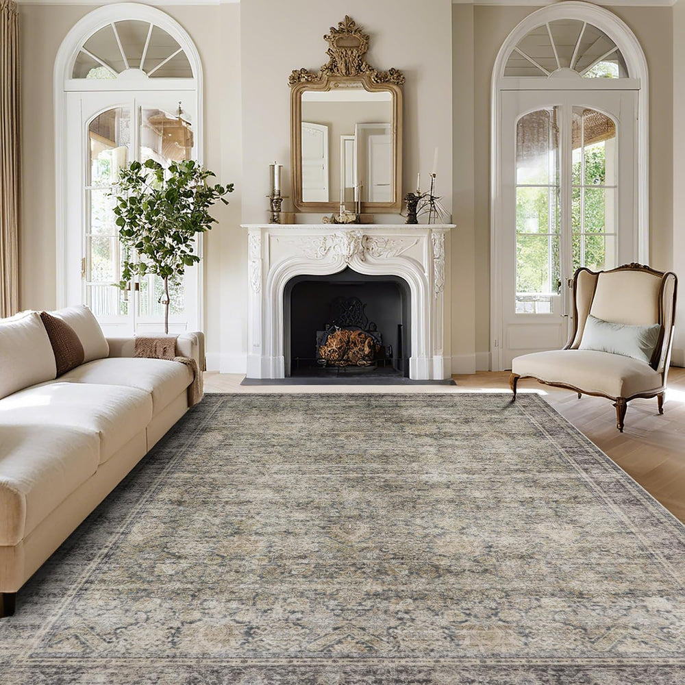 Green Brown 8x10 Washable Area Rugs for Living Room,Bedroom,Dining Room