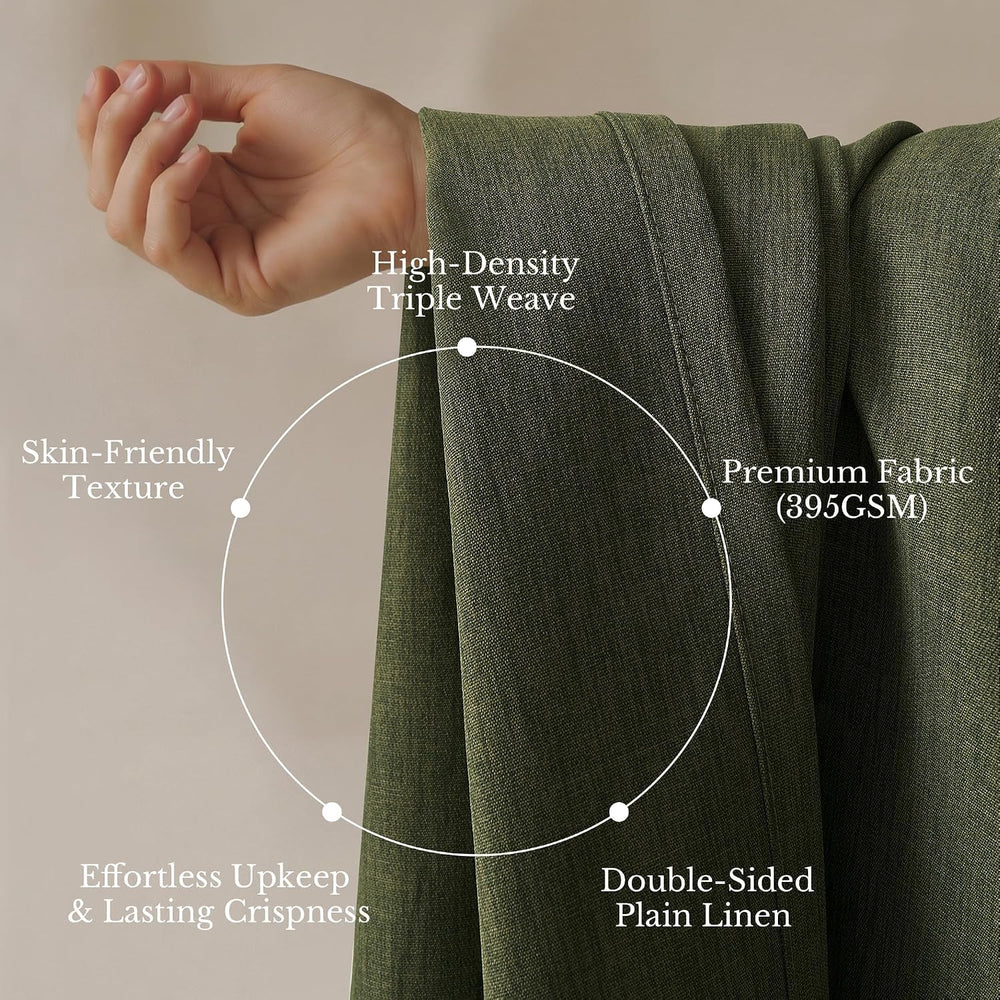 NICETOWN Vintage Olive Dark Green Pinch Pleated Linen Curtains 90 inch Long