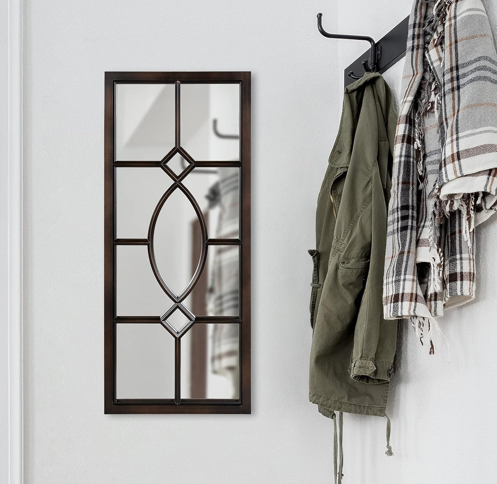 Kate and Laurel Cassat Window Wall Accent Mirror, 13" x 30", Dark B...
