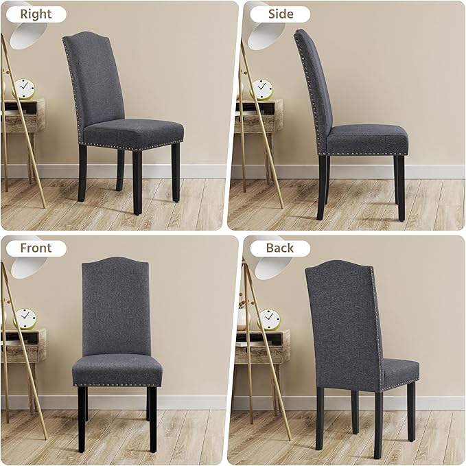 Yaheetech Upholstered Dining Chairs Set of 2, Modern Kitchen Chairs with Nail...