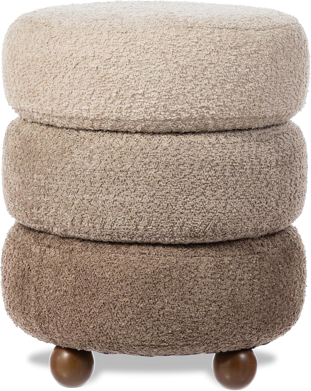 Glitzhome Round Ottoman with Storage, Small Foot Stool, Modern Accent Stool U...