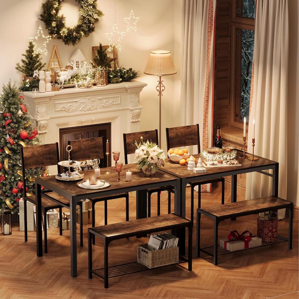 Shahoo Kitchen Table and 2 Chairs for 4 with Bench | 4 Piece Dining Sets for ...