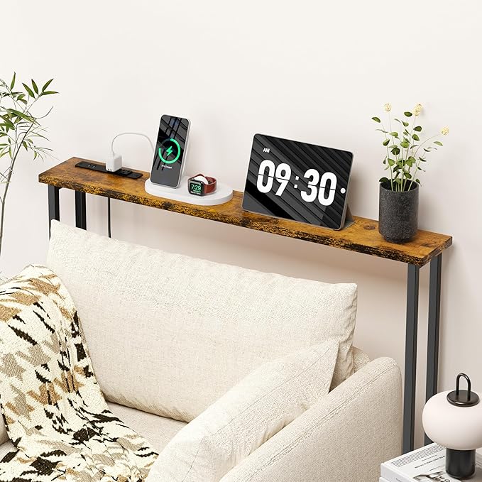 GRLEAF 39" Narrow Console Sofa Table with Built-in Power Strip (4 AC Out...