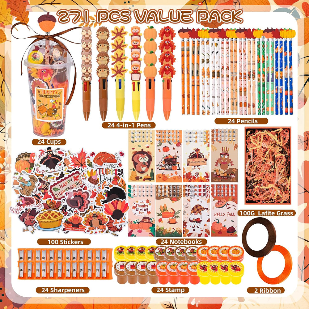 LiYiQ 24 Set 247 Pcs Thanksgiving Party Favors Return Gifts for Party, Studen...