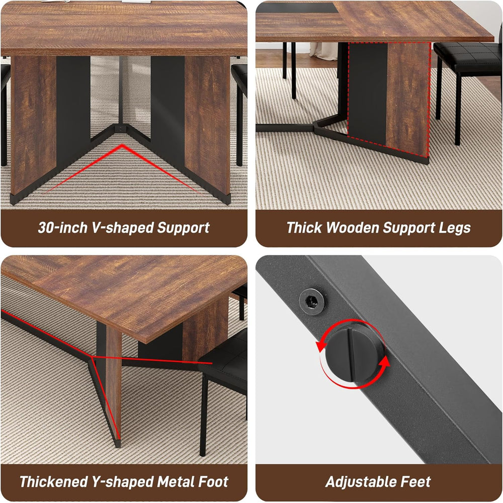 chartustriable Dining Table for 8-10 People,94" Large Modern Kitchen Tab...