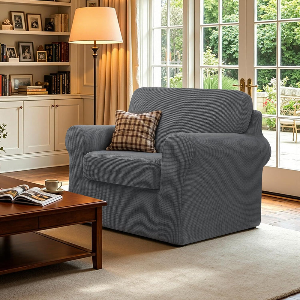 CHUN YI 3 Piece Stretch Armchair Sofa Cover, 1 Seater Couch Slipcover with On...