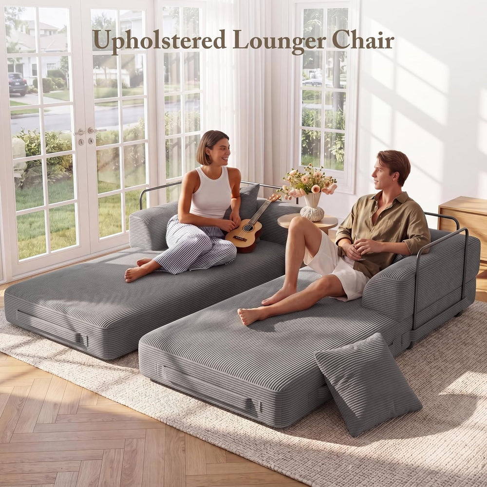 89" Convertible Futon Sofa Bed, Boneless Couch for Living Room, 3 Seater