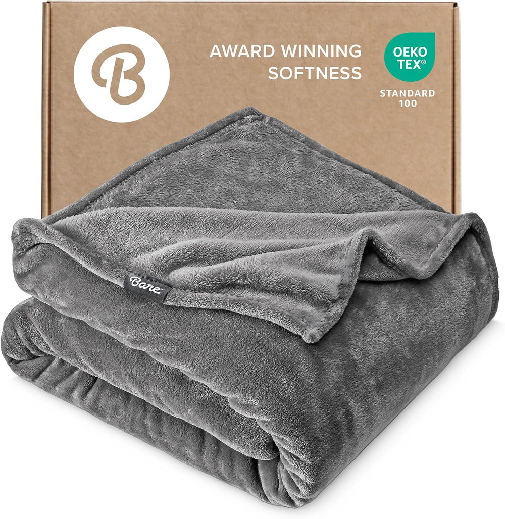 Bare Home Fleece Blanket Luxury Microplush (Twin/Twin XL, Grey)