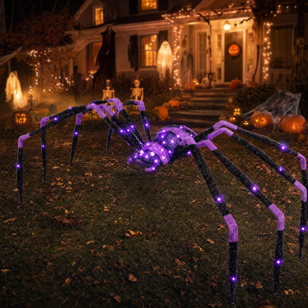 6.8 FT Giant Spider Halloween Decorations, 128 LED Light Up Spider