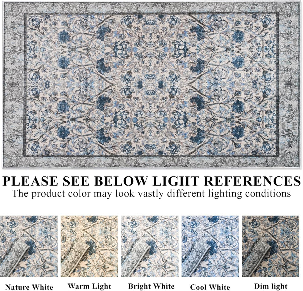 9x12 Area Rugs Living Room: Soft Machine Washable Floral Vintage Large Rugs