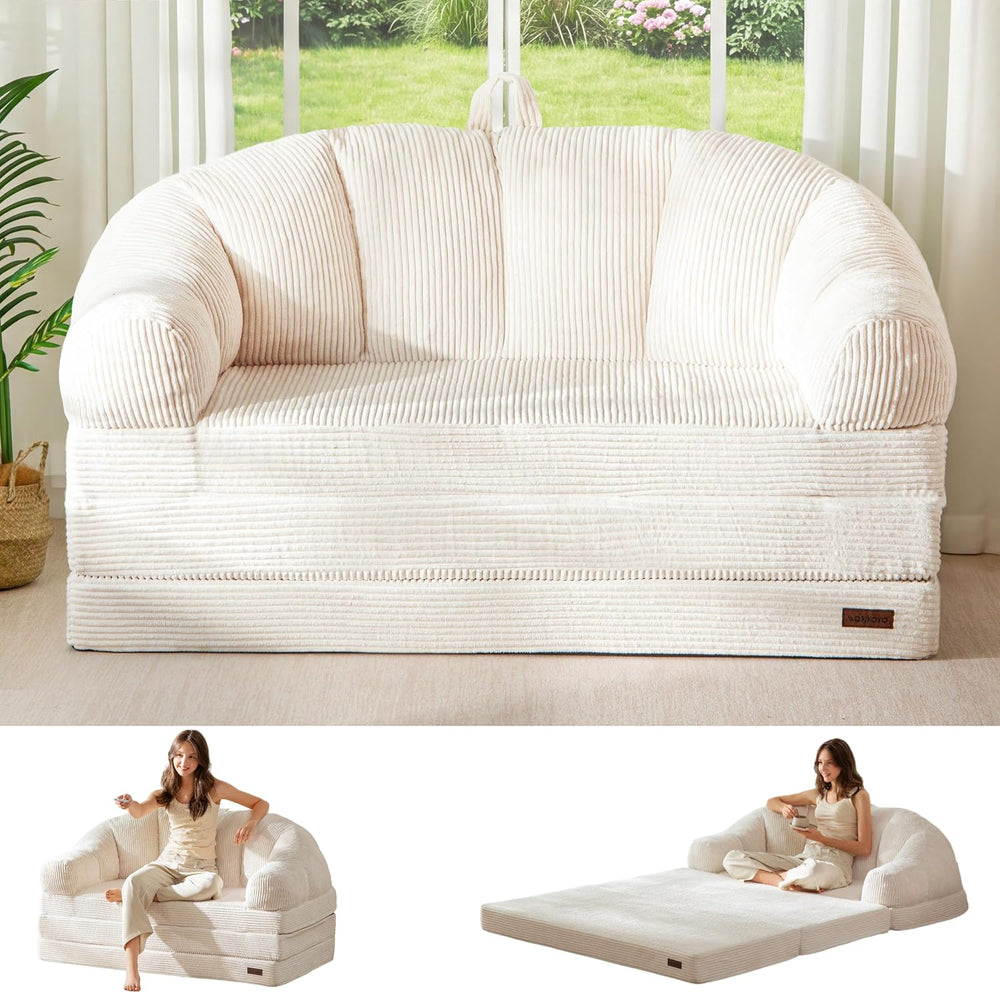MAXYOYO Folding Sofa Bed with Backrest, Boneless Fold Out Couch with Handle