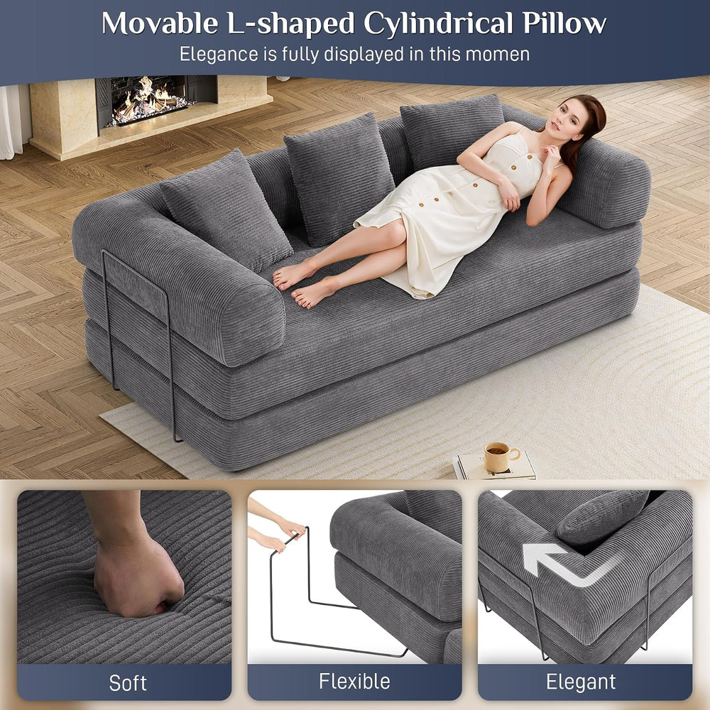 DAMAIFROM Convertible Sleeper Sofa Bed Floor Boneless Couch, Grey
