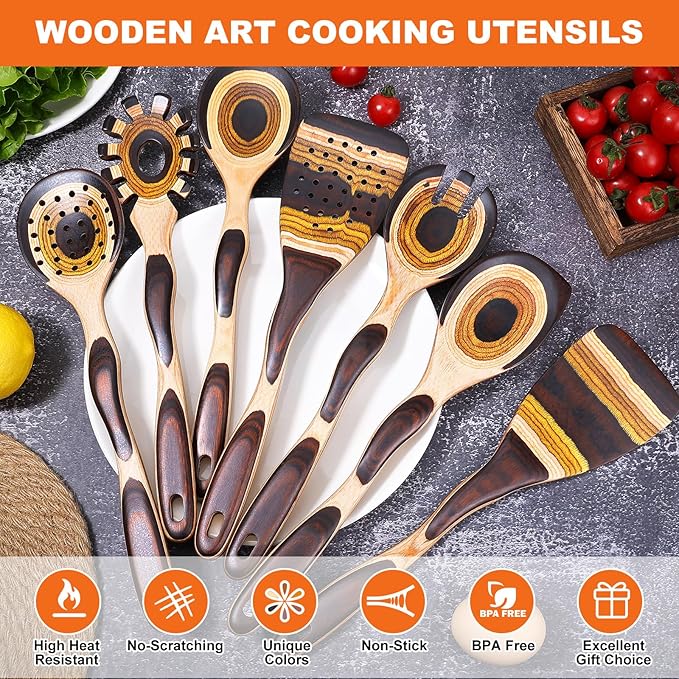 7Pcs Pakkawood Kitchen Utensils Set