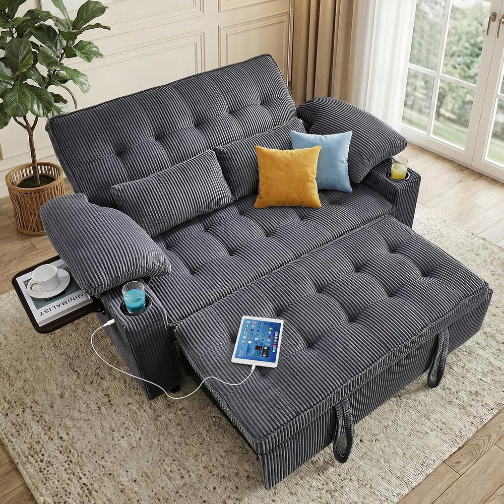 Wakefit 58in Sleeper Sofa Bed, Convertible Pull Out Couch Bed Full Size Cordu...