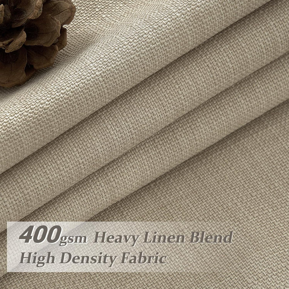 Heavy Natural Linen 100% Light Blocking Curtains & Drapes 96 Inches Long ...