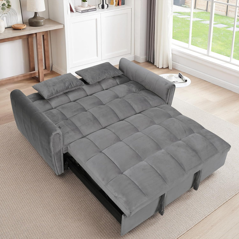 65" 3-in-1 Convertible Sleeper Sofa Bed, Foldable Velvet Futon Couch wit...