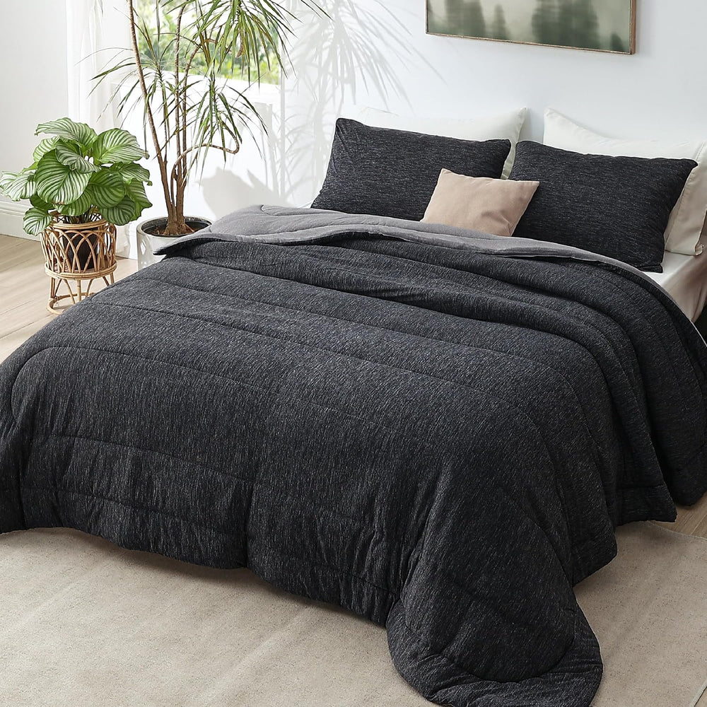 Bedsure Queen Size Comforter, All-Season & Cooling Bedding Set, Black
