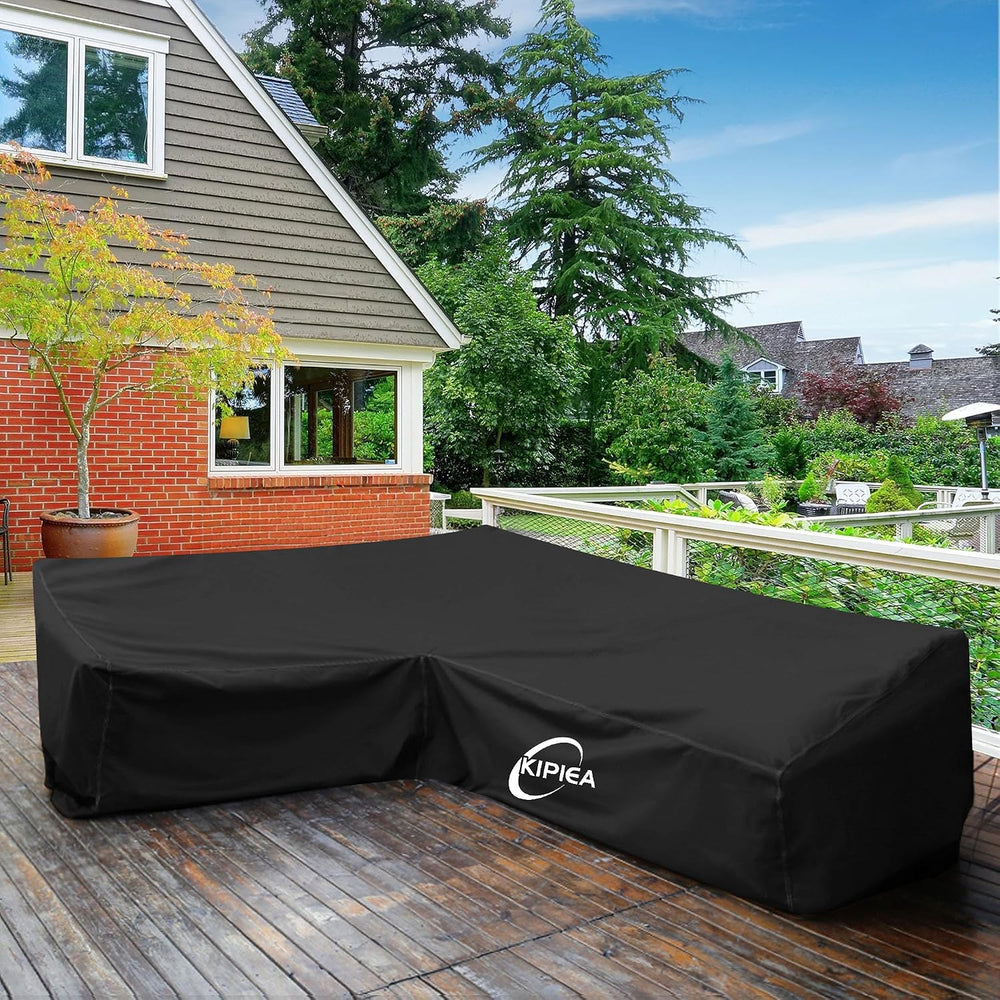 Kipiea Patio V-Shaped Sectional Sofa Cover, 420D Heavy-Duty Oxford Fabric Out...