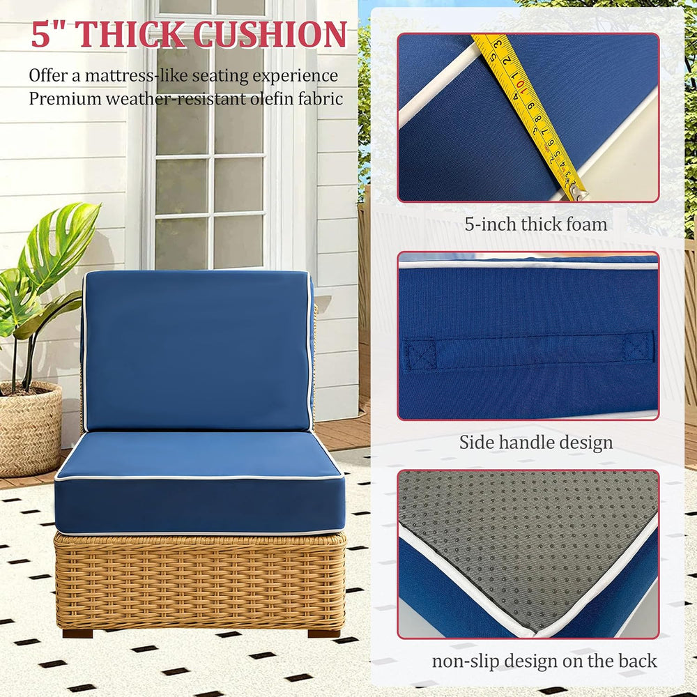 24x24x5 Inch Outdoor Cushions for Patio Furniture, Fade Resistant Deep Seat C...