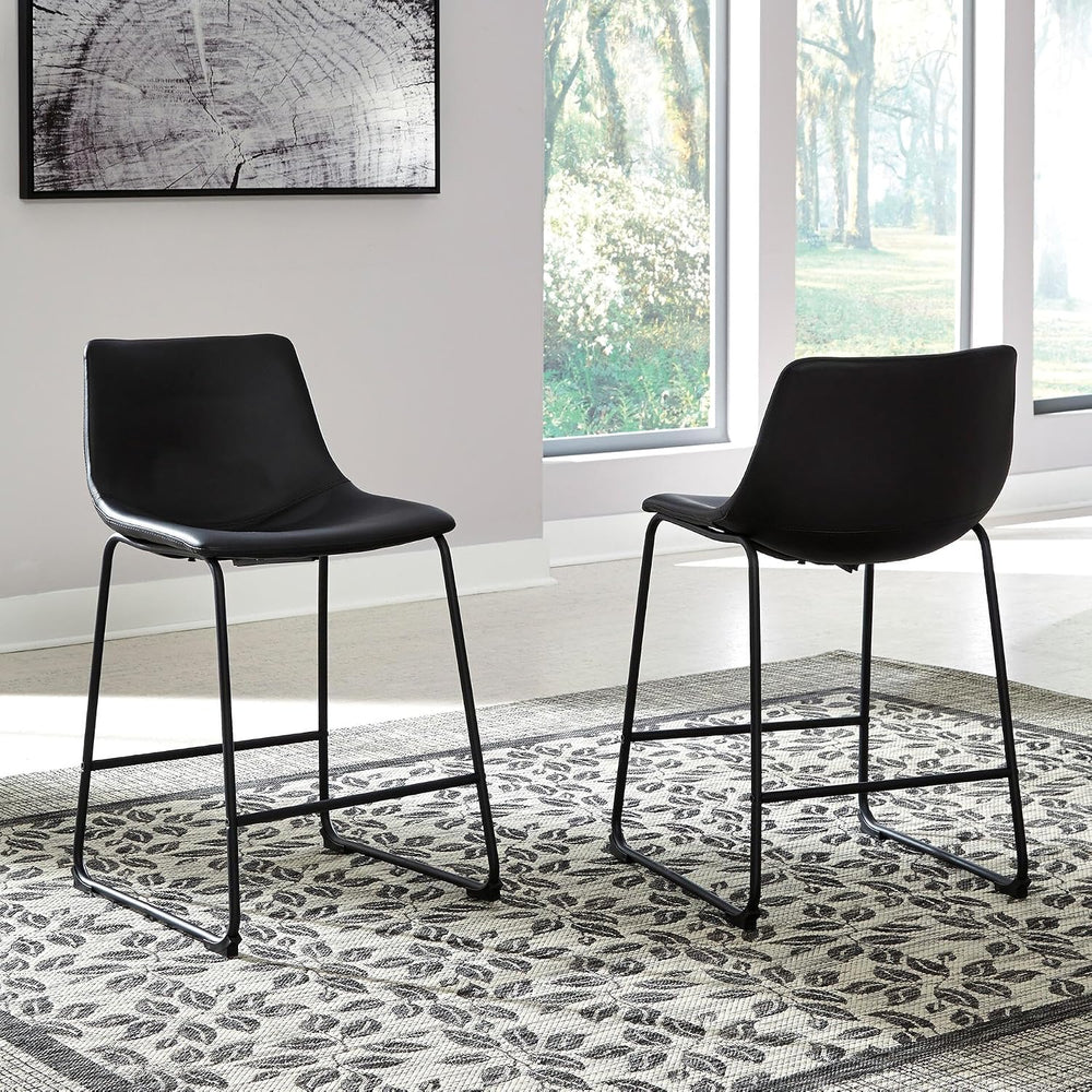Signature Design by Ashley Counter Height Bar Stool, Set of 2, Black