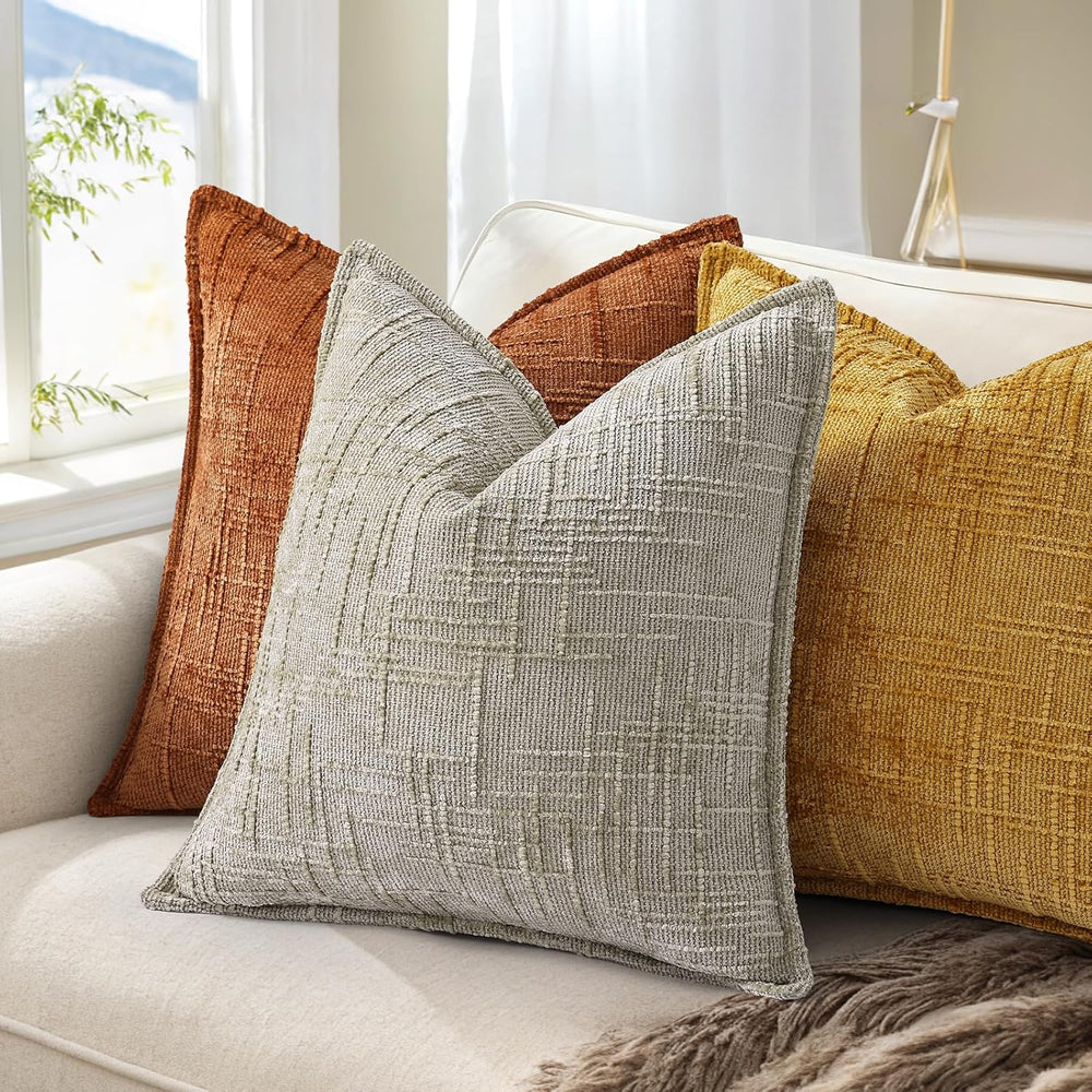 decorUhome Chenille Decorative Throw Pillow Covers 26x26 Set of 2, Rust