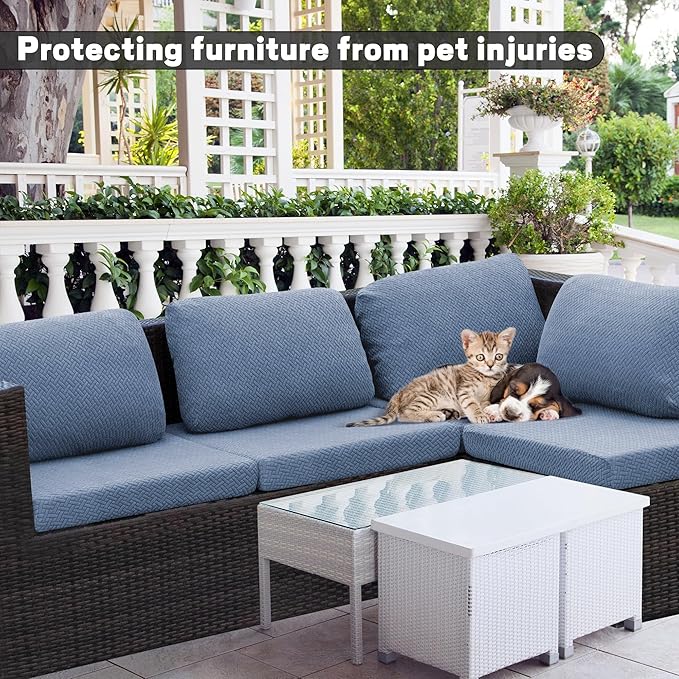 8Pcs Outdoor Cushion Covers, Patio Cushion Covers, Stretch Elastic Slipcovers