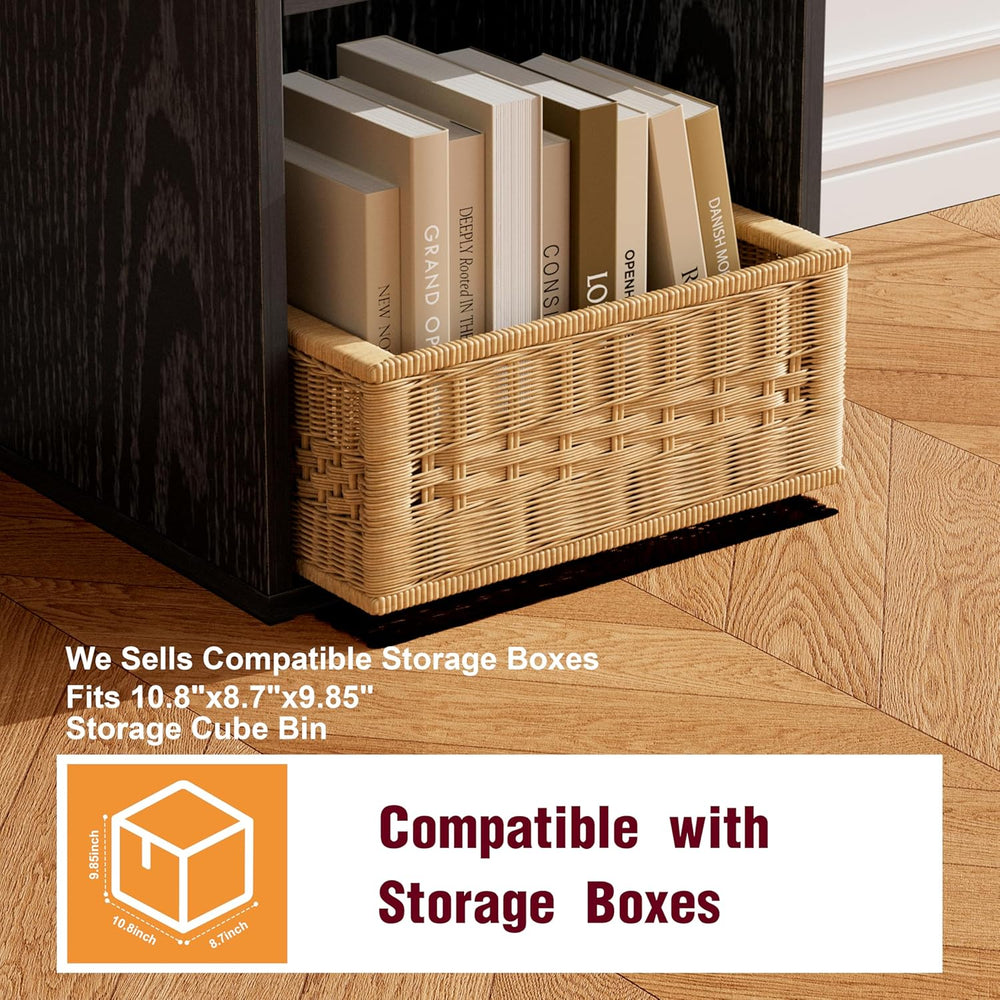 Book Shelf, Wooden Cube Storage Organizer with 11" Open Cubes, Stackable...