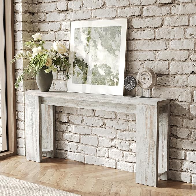 LITTLE TREE 70.9-Inch Entryway Table, Long Narrow Farmhouse Sofa Console Tabl...