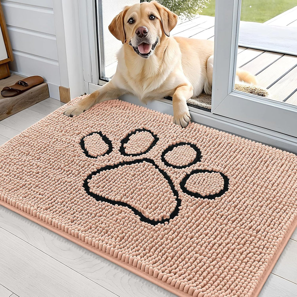 OLANLY Dog Door Mat for Muddy Paws 36x24, Paw Print Design, Absorbs Moisture