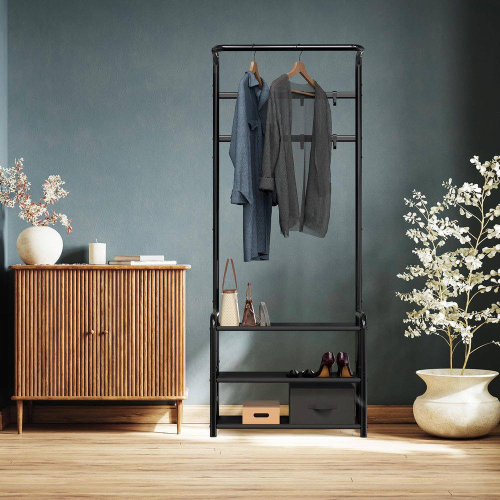 Simple Houseware Coat Rack with Storage Shelf, Freestanding Hall Tree with Ho...